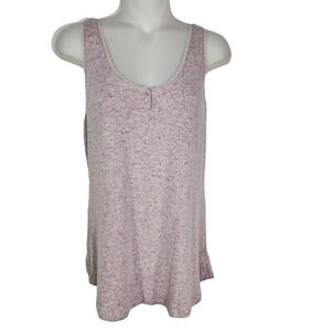 Soma Cozyluxe Tank Top Women's Large Lace Trim Scoop Neck Porcelain Elderberry